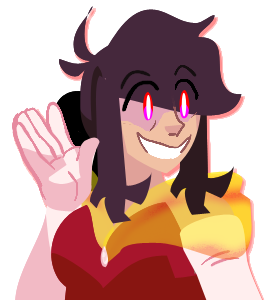 Daphnis Oleander A noble waves her hand in greeting. Her stare is unsettling but her expression is friendly.